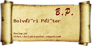 Bolvári Péter névjegykártya