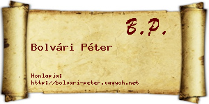 Bolvári Péter névjegykártya